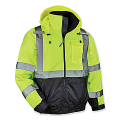 ergodyne GloWear 8377 Class 3 Hi-Vis Quilted Bomber Jacket, Lime, 4X-Large (25628)