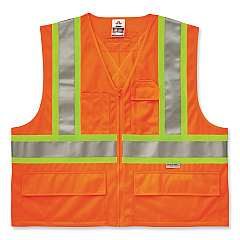ergodyne GloWear 8235ZX Class 2 Two-Tone X-Back Vest, Polyester, Small/Medium, Orange (26183)