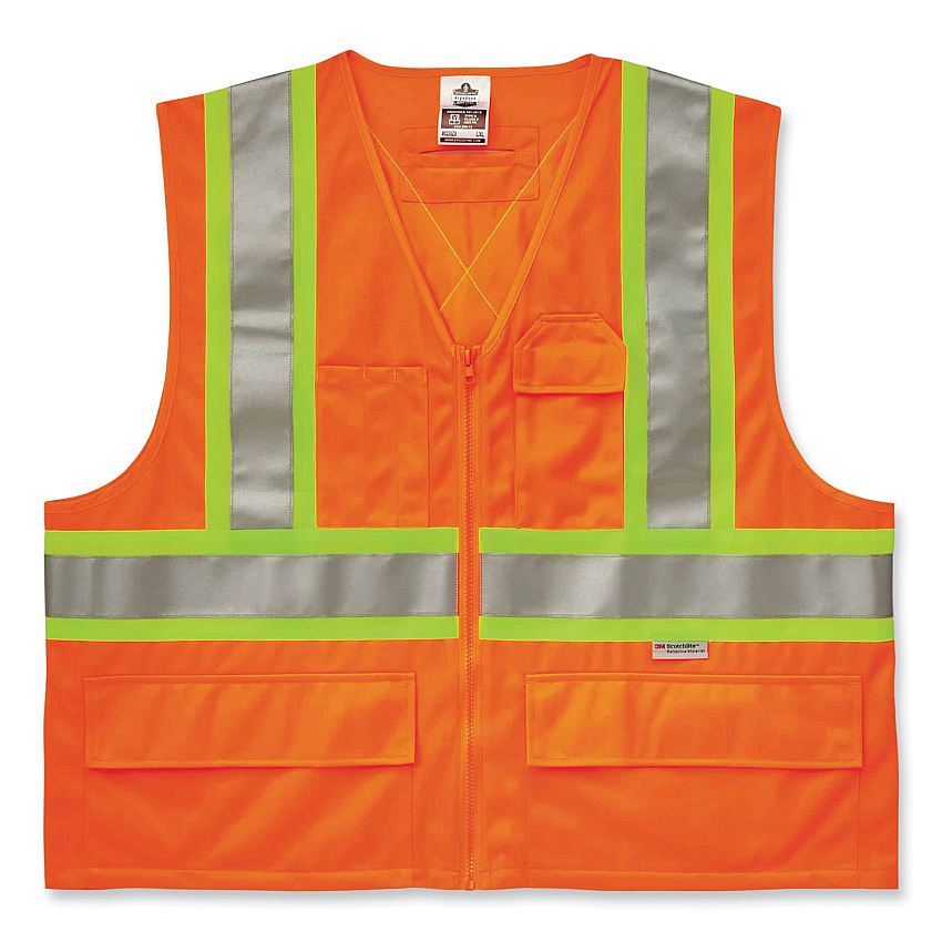 ergodyne GloWear 8235ZX Class 2 Two-Tone X-Back Vest, Polyester, Small/Medium, Orange (26183)
