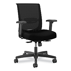 HON Convergence Mid-Back Task Chair, Swivel-Tilt, Supports 275 lb, 16.5" to 21" Seat Height, Black Seat, Black Back, BlackFrame (CMY1ACU10)