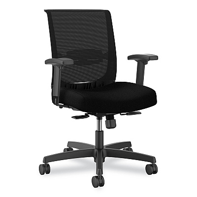 HON Convergence Mid-Back Task Chair, Swivel-Tilt, Supports 275 lb, 16.5" to 21" Seat Height, Black Seat, Black Back, BlackFrame (CMY1ACU10)