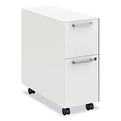 HON Fuse Mobile Slim Pedestal File, Left/Right, 2-Drawers: Box/File, Letter, Designer White, 10 x 23.25 x 21 (HAPTFNPJWL)