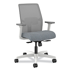 HON Ignition 2.0 Mid-Back Mesh Task Chair, Posture Lock, Up to 300lb, Basalt Seat, Fog Back/White Base (I2LM1AFA25WX)