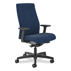 HON Ignition 2.0 Upholstered Mid-Back Task Chair, Supports 300 lb, 17" to 21.5" Seat Height, Navy Fabric Seat, Navy Fabric Back (I2U2AHAX13TK)