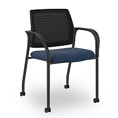 HON Ignition Series Guest Chair with Arms, 25" x 21.75" x 33.5", Navy Seat, Black Back, Black Base (IS107IMAPX13)