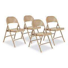 NPS 50 Series All-Steel Folding Chair, Supports Up to 500 lb, 16.75" Seat Height, Beige Seat, Beige Back, Beige Base, 4/Carton (51)