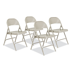 NPS 50 Series All-Steel Folding Chair, Supports Up to 500 lb, 16.75" Seat Height, Gray Seat, Gray Back, Gray Base, 4/Carton (52)