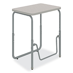 Safco AlphaBetter 2.0 Height-Adjustable Student Desk with Pendulum Bar, 27.75 x 19.75 x 22 to 30, Pebble Gray (1221GR)