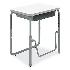 Safco AlphaBetter 2.0 Height-Adjustable Student Desk with Pendulum Bar and Book Box, 27.75 x 19.75 x 22 to 30, Dry Erase (1222DE)