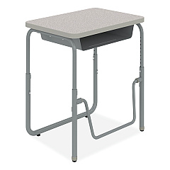 Safco AlphaBetter 2.0 Height-Adjustable Student Desk with Pendulum Bar and Book Box, 27.75" x 19.75" x 22" to 30", Pebble Gray (1222GR)