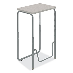 Safco AlphaBetter 2.0 Height-Adjustable Student Desk with Pendulum Bar, 27.75" x 19.75" x 29" to 43", Pebble Gray (1223GR)