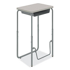 Safco AlphaBetter 2.0 Height-Adjustable Student Desk with Pendulum Bar and Book Box, 27.75 x 19.75 x 29 to 43, Pebble Gray (1224GR)
