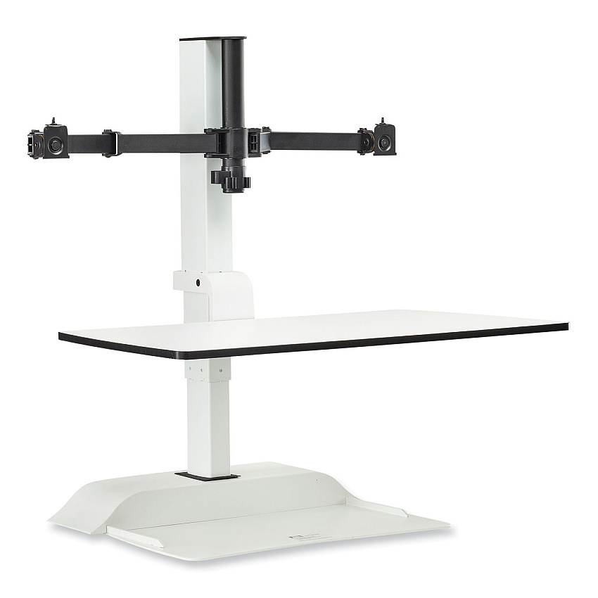 Compatible Safco Soar Electric Desktop Sit/Stand Dual Monitor Arm, For 27" Monitors, White, Supports 10 lbs (2193WH)