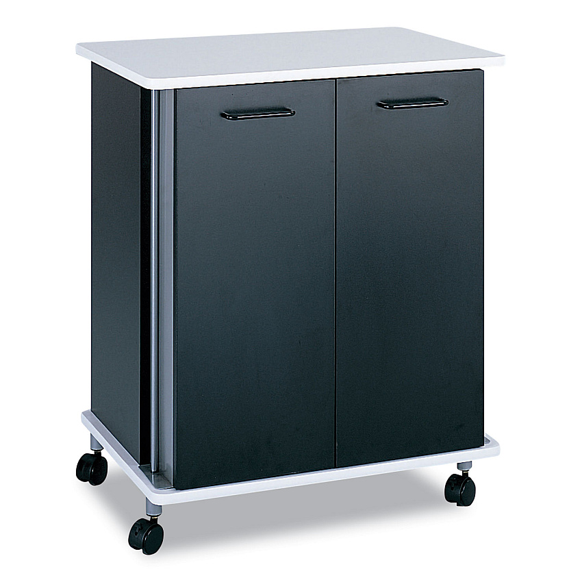 Safco Refreshment Stand, Engineered Wood, 9 Shelves, 29.5" x 22.75" x 33.25", Black/White (8963BL)