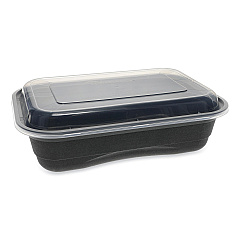 Pactiv Evergreen EarthChoice Versa2Go Microwaveable Container, 36 oz, 8.4 x 5.6 x 2, Black/Clear, 150/Carton (NV2GRT3688B)