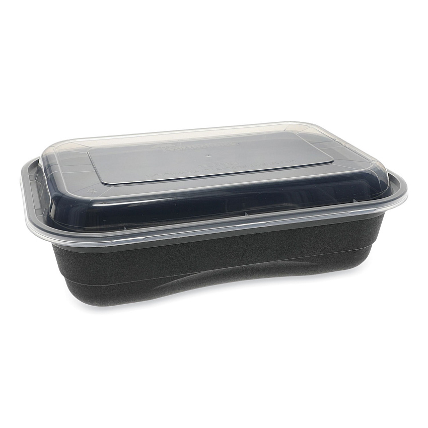 Pactiv Evergreen EarthChoice Versa2Go Microwaveable Container, 36 oz, 8.4 x 5.6 x 2, Black/Clear, 150/Carton (NV2GRT3688B)