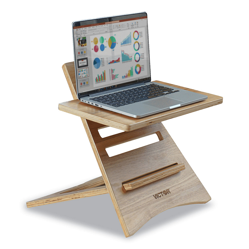 Compatible Victor DC150A High Rise Acacia Wood Laptop Riser, 17x11.8x7.63 to 14.75, Brown Woodgrain, Supports 20 lbs