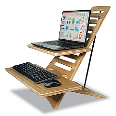 Compatible Victor DC175A High Rise Acacia Wood Laptop Standing Desk, 24.7x11.8x24, Brown Woodgrain, Supports 20 lbs