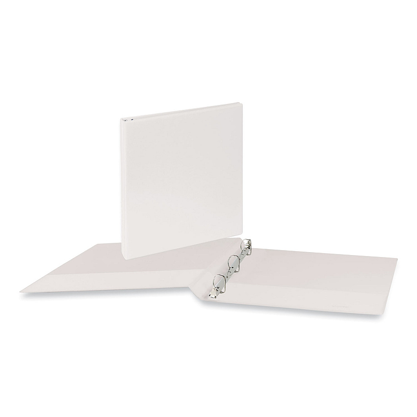 Universal Deluxe Round Ring View Binder, 3 Rings, 0.5" Capacity, 11 x 8.5, White (UNV20702)