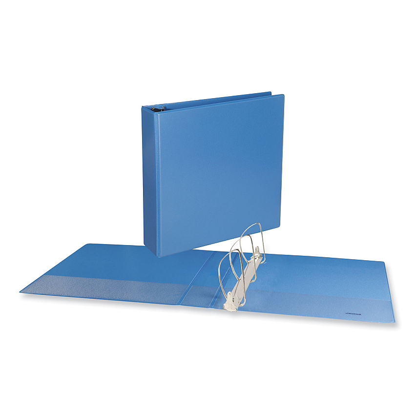 Universal Deluxe Round Ring View Binder, 3 Rings, 2" Capacity, 11 x 8.5, Light Blue (UNV20733)