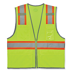 ergodyne GloWear 8246Z-S Single Size Class 2 Two-Tone Mesh Vest, Polyester, 2X-Large, Lime (24566)