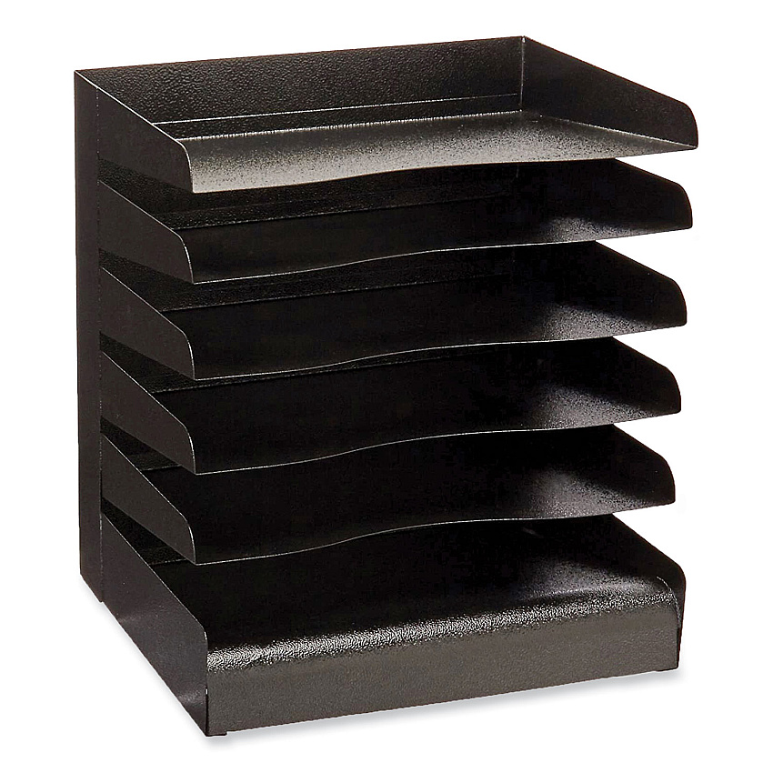 Safco Steel Six-Shelf Desk Tray Sorter, Six Sections, Letter Size Files, 12 x 9.5 x 13.5, Black (3128BL)