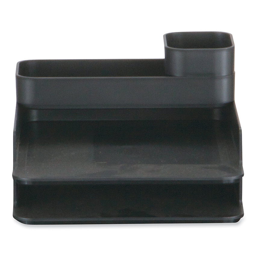 Safco Plastic Stacking Desktop Sorter Set, 4 Sections, 10" x 12.25" x 6.25", Black (3285BL)