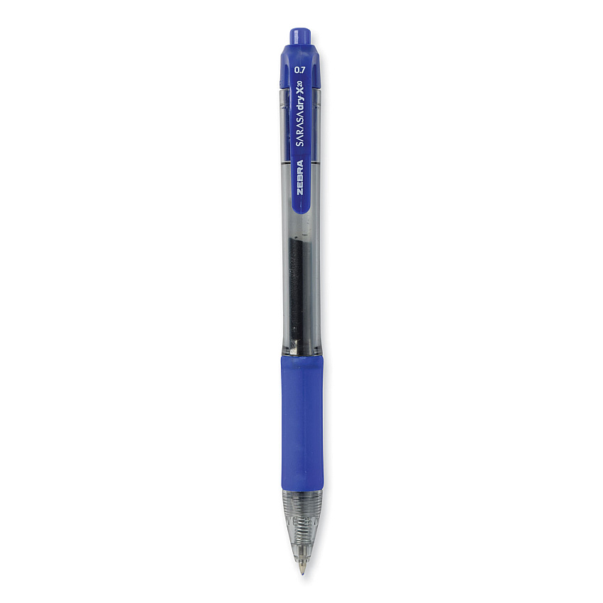 Zebra Sarasa Dry Gel X20 Gel Pen, Retractable, Medium 0.7 mm, Blue Ink, Translucent Blue Barrel, 12/Pack (46820)