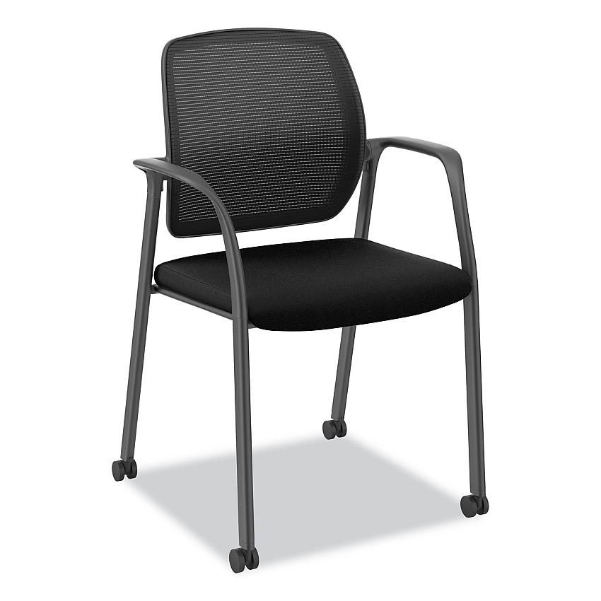 HON Nucleus Series Recharge Guest Chair, Supports Up to 300 lb, 17.62" Seat Height, Black Seat/Back, Black Base (NR6FMC10P71)