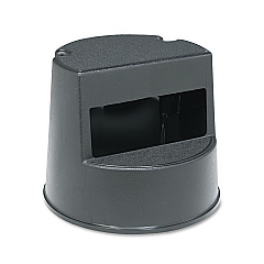 Rubbermaid Commercial Rolling Step Stool, Curved Design, 2-Step, Retracting Casters, 16 dia. x 13.5h, Black (252300BK)