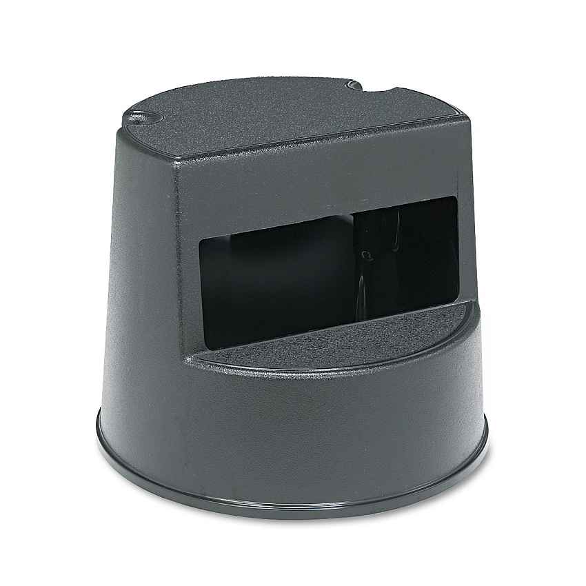 Rubbermaid Commercial Rolling Step Stool, Curved Design, 2-Step, Retracting Casters, 16 dia. x 13.5h, Black (252300BK)