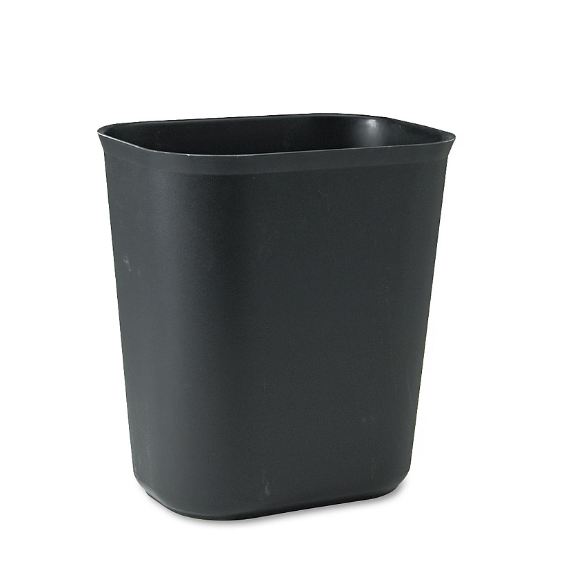 Rubbermaid Commercial Fire-Resistant Wastebasket, Rectangular, Fiberglass, 3.5 gal, Black (254100BK)