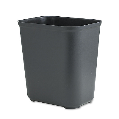Rubbermaid Commercial Fire-Resistant Wastebasket, Rectangular, Fiberglass, 7 gal, Black (254300BK)