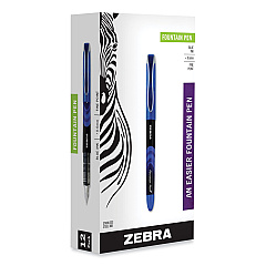 Zebra Fountain Pen, Fine 0.6 mm, Blue Ink, Blue, 12/Pack (48320)