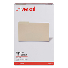 Universal Top Tab Manila File Folders, 1/3-Cut Tabs: Left Position, Legal Size, 0.75" Expansion, Manila, 100/Box (UNV15121)