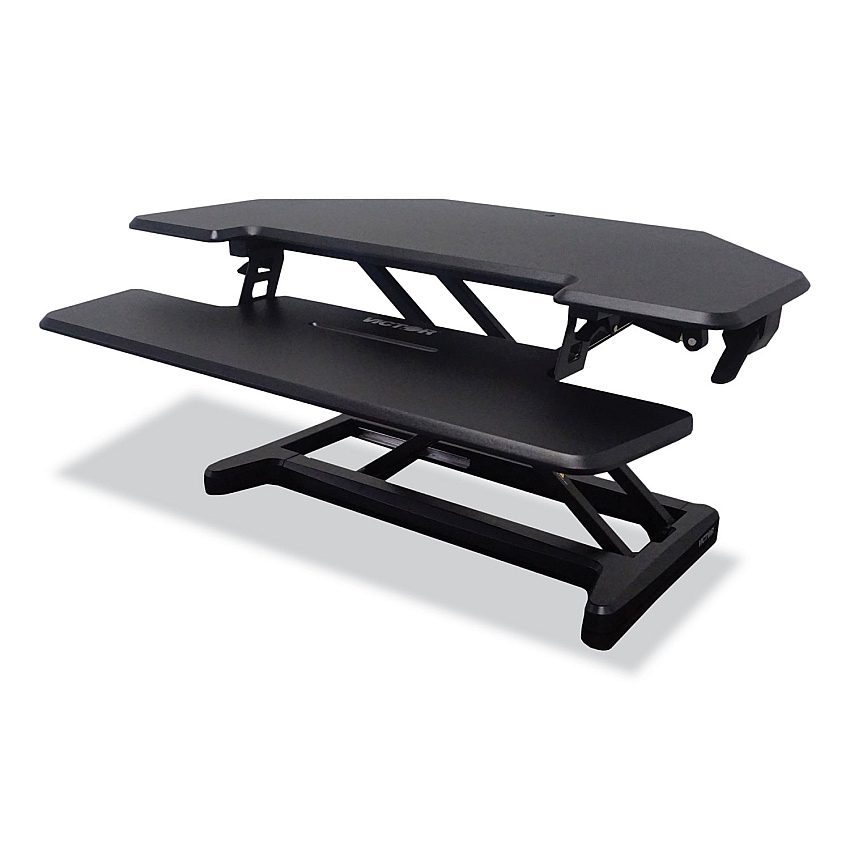 Victor Height Adjustable Corner Standing Desk with Keyboard Tray, 36 x 20 x 0 to 20, Black (DCX650)