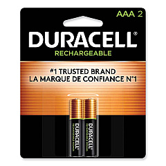 Duracell Rechargeable StayCharged NiMH Batteries, AAA, 2/Pack (NLAAA2BCD)
