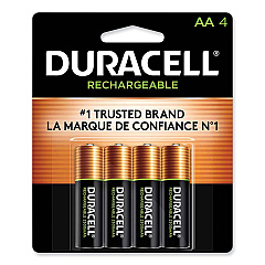 Duracell Rechargeable StayCharged NiMH Batteries, AA, 4/Pack (NLAA4BCD)