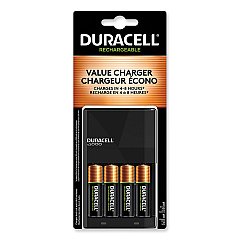 Duracell ION SPEED 1000 Advanced Charger, For AA and AAA, Includes 4 AA NiMH Batteries (CEF14)