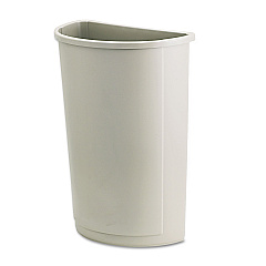 Rubbermaid Commercial Untouchable Waste Container, Half-Round, Plastic, 21 gal, Beige (352000BG)