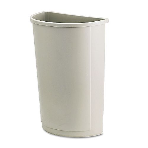 Rubbermaid Commercial Untouchable Waste Container, Half-Round, Plastic, 21 gal, Beige (352000BG)
