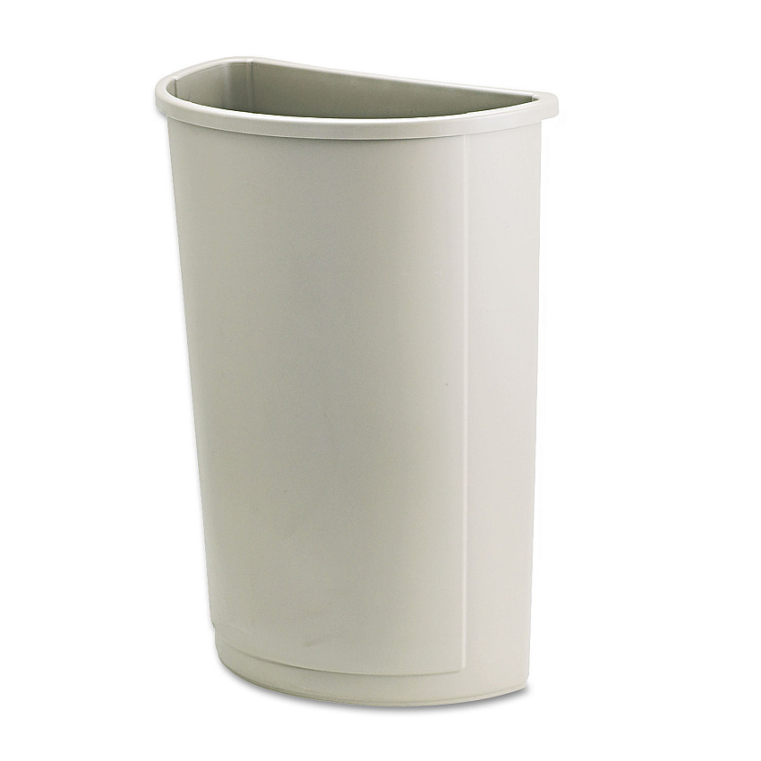 Rubbermaid Commercial Untouchable Waste Container, Half-Round, Plastic, 21 gal, Beige (352000BG)