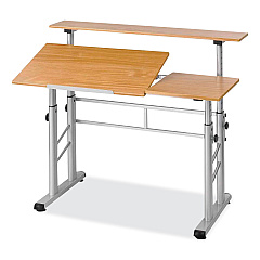 Safco Height-Adjustable Split Level Drafting Table, Rectangular/Square, 47.25 x 29.75 x 26 to 37.25, Medium Oak (3965MO)