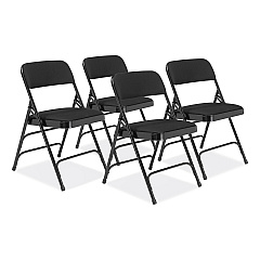 NPS 2300 Series Fabric Upholstered Triple Brace Premium Folding Chair, Supports Up to 500 lb, Midnight Black, 4/Carton (2310)