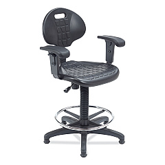 NPS 6700 Series Polyurethane Adj Height Task Chair w/Arms, Supports Up to 300 lb, 22" to 32" Seat Height, Black Seat, Black Base (6722HBA)