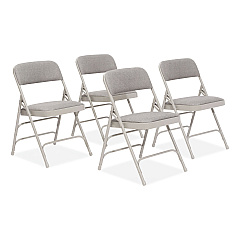 NPS 2300 Series Fabric Triple Brace Double Hinge Premium Folding Chair, Supports Up to 500 lb, Greystone, 4/Carton (2302)