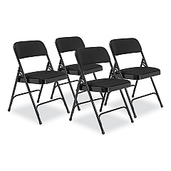NPS 2200 Series Fabric Dual-Hinge Folding Chair, Supports 500 lb, Midnight Black Seat/Back, Black Base, 4/Carton (2210)