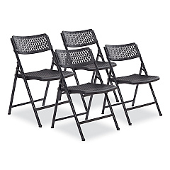 NPS AirFlex Series Premium Poly Folding Chair, Supports  Up to 1,000 lb, 17.25" Seat Height, Black, 4/Carton (1410)