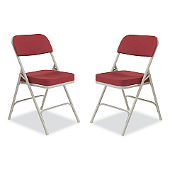 NPS 3200 Series Premium Fabric Dual-Hinge Folding Chair, Supports Up to 300 lb, Burgundy Seat, Burgundy Back, Gray Base, 2/Carton (3218)