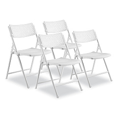 NPS AirFlex Series Premium Poly Folding Chair, Supports Up to 1,000 lb, 17.25" Seat Height, White Seat/Back/Base, 4/Carton (1421)